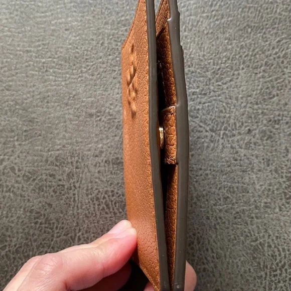 Tory Burch Pebbled Leather Card Case Wallet in Tan - Picture 5 of 6